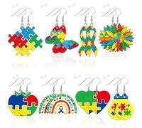 AUGSUN Earrings for Women, 8 Pairs Acrylic Earrings Holiday Earring Acrylic Earrings Double Side Design for Jewelry Making, Small, Acrylic, No Gemstone