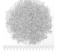 AUGSUN Eye Screws,500 Pcs Silver Screw Eye Pins 10 x 5 mm Mini Eye Hooks Screw for Crafts DIY Projects and Cork Top Bottles