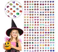 AUGSUN Halloween Stickers Earrings, 240 Pieces Stick-On Halloween Stickers for Kids Girls, 3D Glitter Gems Self-Adhesive Sticky Earrings