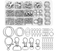AUGSUN Keychain Making Kit, 450Pcs Keychain Craft Set Including Key Chain Clips, Lanyard Snap Hooks, Lobster Claw Clasps, Key Rings, Jump Rings and Screw Eye Pins for Key Chain Jewelry Making