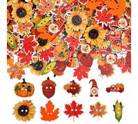 AUGSUN Wooden Buttons, 250pcs Fall Color Pumpkin Shaped, for Sewing Clothes Accessories, Scrapbooking DIY Decoration