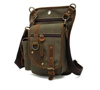 AUGU Canvas Drop Leg Bag Tactical Thigh Outdoor Waist Pack for Men Women Military Cycling Multi-Pocket Waist Fanny Pouch Daypack, Army Green, Medium