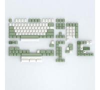 auguri PBT Bamboo Forest Keycaps for Mechanical Keyboard 60% 65% 75% Cherry Profile Green White Keycaps Dye Sub Custom Gaming Keyboard Keycaps for Gateron MX Switches with Key Cap Puller
