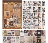 Auguro Vintage Scrapbook Stickers Book with 413 Stickers and 20 Sheets of Scrapbook Paper Adult DIY Stickers Sticker Book for journaling Vintage Ephemera Stickers…