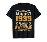 August 1935 Vintage 91 Years Awesome 91st Birthday Value Graphic T-Shirt, Men, Black, L