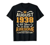 August 1938 Vintage 88 Years Awesome 88th Birthday Value Graphic T-Shirt, Men, Black, XL