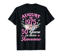 August 1975 50 Years Old Of Being Awesome Birthday Women T-Shirt