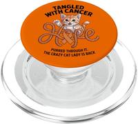 August Appendix Cancer Awareness Orange Ribbon Cat Hope PopSockets PopGrip for MagSafe
