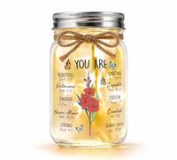 August Birth Flower Gift, Christian Birthday Gift, Mason Jar Night Light | Gladiolus birth flower with Christian Bible verses and warm LED light, Religious Baptism gift for Mum Daughter Sister Friend.