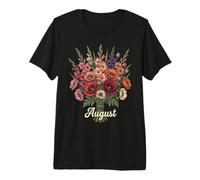 August Birth Flower Gladiolus & Poppy Birthday Premium T-Shirt