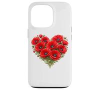 August Birth Flower Poppy Heart Case for iPhone 13 Pro