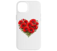 August Birth Flower Poppy Heart Case for iPhone 14 Plus