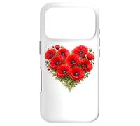 August Birth Flower Poppy Heart Case for iPhone 17 Pro