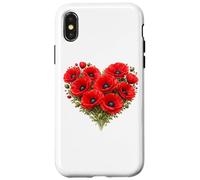 August Birth Flower Poppy Heart Case for iPhone X/XS