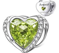 August Birthstone Charms for Pandora Charms Bracelet, Angel Wings 925 Sterling Silver Love Heart Bead Pendant Engraved Ambitious,Birthday Mother's day Jewelry Gifts for Women Girls
