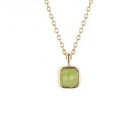 August Birthstone Olive Quartz Gold Plated Silver Necklace N4513 - Recycled Sterling Silver / Gold Plated / Stone