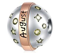 August Birthstone Round Planet Charm-Fits Pandora Birthday Bracelet