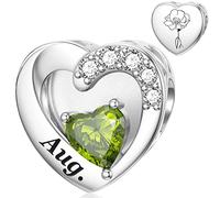 August Charm for Pandora Charms Heart Birthstone Poppy Birth Flower