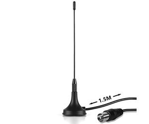 August DTA180 Portable TV Aerial - Mini Indoor Freeview HD Antenna for DVB-T2, USB Tuners, 4K TVs, Set Top Boxes - Magnetic Base, 1.5m Coaxial Cable - Black