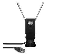 August DTA220 Small HD Freeview Antenna - Twin Telescopic Indoor Aerial for DVB-T/T2, DAB, USB TV Tuner and Pasteable Base for Car, Truck, Home, Camping with 2m Cable - Black