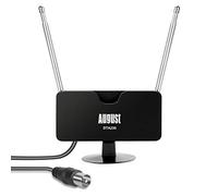 August DTA230 Indoor TV Aerial - Freeview HD Aerial with Twin Telescopic Antennas, 2m Coaxial Cable, Suction Mount - Compatible with DVB-T2, USB Tuners, 4K TVs, Set Top Boxes - Black