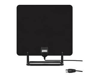August DTA450 Portable Flat Indoor TV Aerial with Freeview HD Reception | Digital Freeview HD TV Antenna for TV Tuner, TVs, Set Top Box, 3M Cable, 5dBi Gain, Freestanding/Wall Mount for Home Caravan
