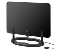 August DTA455 Indoor TV Aerial - Large Flat Digital HD 1080p+ TFreeview V Antenna Outdoor with 5dBi Gain 50 Kilometre Range - Freestanding or Wall Mount with 3 Metre Cable - Black