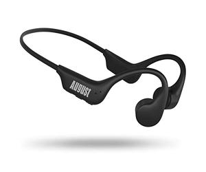 August EP400 Bone Conduction Headphones - Wireless Bluetooth 5.3 Sports Earphones Open Ear and Internal SD Card 16GB MP3 Player/Microphone Hands-Free / IP68 Waterproof Dust Dirt Sweat - Black