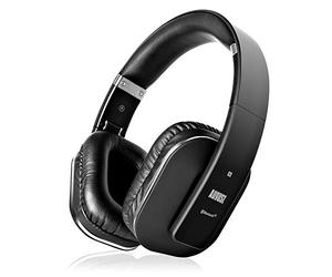 August EP650B Over-Ear Wireless Headphones with Mic - Bluetooth 5.1 Studio Headset with EQ, 20H Playtime, aptX LL, NFC Touch, Multi-Point for Two Devices, 3.5mm Aux, Adjustable Headband - Black