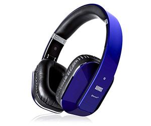 August EP650L Over-Ear Wireless Headphones, Bluetooth 5.1 aptX LL with NFC | Stereo Headset with EQ, Microphone for Hands-Free Calling, Multi-Point, 3.5mm Aux, Adjustable Headband, 20H Playtime, Blue