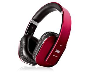 August EP650R Over-Ear Wireless Headphones, Bluetooth 5.1 aptX LL with NFC | Stereo Headset with EQ, Microphone for Hands-Free Calling, Multi-Point, 3.5mm Aux, Adjustable Headband, 20H Playtime, Red