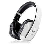 August EP650W Over-Ear Wireless Headphones, Bluetooth 5.1 aptX LL with NFC | Stereo Headset with EQ, Microphone for Hands-Free Calling, Multi-Point, 3.5mm Aux, Adjustable Headband, 20H Playtime, White