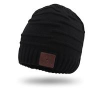 August EPA25B Wireless Bluetooth 5.0 Beanie Hat - Winter Warm Music Knit Cap with Stereo Headphones & Mic, 20H Playtime, Washable, Unisex for Men & Women, Running, Cycling, Sports, Travel - Black