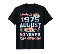 August Flower Made In 1975 50 Years Of Being Awesome T-Shirt