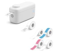 August LBP160W Mini Bluetooth Label Maker and LBP003M Multicolour Label Rolls Bundle