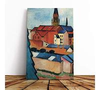 August Macke Buildings Canvas Print | Gallery Wrapped 30mm Frame Wall Art | 30x20 inches | Ready to Hang | Modern Cityscape Picture | Living Room Bedroom Lounge Office