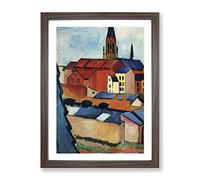 August Macke Buildings Classic Painting Framed Print | A4 Walnut Framed Wall Art | Ready to Hang | Classic Cityscape Picture | Living Room Bedroom Lounge Office