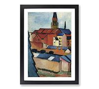 August Macke Buildings Framed Print | A2 Oak Framed Wall Art | Ready to Hang | Modern Cityscape Picture | Living Room Bedroom Lounge Office