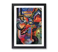 August Macke Coloured Composition Forms No.1 Classic Painting Framed Print | A2 Black Framed Wall Art | Ready to Hang | Classic Historical Picture | Living Room Bedroom Lounge Office