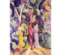August Macke Couple On The Forest Track Large Wall Art Print Canvas Premium Poster Mural