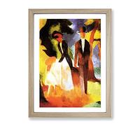 August Macke Couple With Daughter Classic Painting Framed Print | A4 Oak Framed Wall Art | Ready to Hang | Classic Historical Picture | Living Room Bedroom Lounge Office