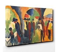 August Macke Crowd of People Canvas Print | Gallery Wrapped 30mm Frame Wall Art | 30x20 inches | Ready to Hang | Modern Picture | Living Room Bedroom Lounge Office