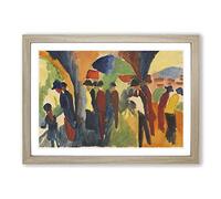 August Macke Crowd of People Framed Print | A2 Oak Framed Wall Art | Ready to Hang | Modern Nature Picture | Living Room Bedroom Lounge Office
