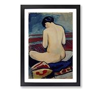 August Macke Sitting Nude Framed Print | A2 Oak Framed Wall Art | Ready to Hang | Modern Nature Picture | Living Room Bedroom Lounge Office