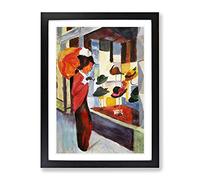 August Macke Woman Looking At Hat Shop Classic Painting Framed Print | A3 Black Framed Wall Art | Ready to Hang | Classic Historical Picture | Living Room Bedroom Lounge Office