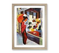 August Macke Woman Looking At Hat Shop Classic Painting Framed Print | A3 Oak Framed Wall Art | Ready to Hang | Classic Historical Picture | Living Room Bedroom Lounge Office