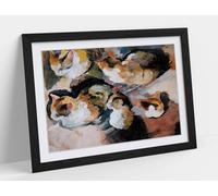 August Macke's Study of a Cat Stunning Framed Wall Art Print Picture - A3 - Black Frame