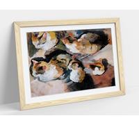 August Macke's Study of a Cat Stunning Framed Wall Art Print Picture - A4 - Light Oak Frame