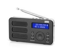 August MB225B Portable DAB/DAB+/FM Radio, Dual Alarm, Sleep Timer, RDS | Small Digital Radio with 40 Presets, Stereo/Mono, Headphone Jack, Snooze, Rechargeable, for Seniors, Bedroom & Outdoor, Black