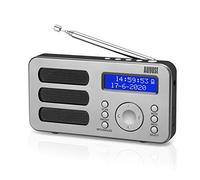 August MB225S Portable DAB/DAB+/FM Digital Radios - Rechargeable Small Radio with 40 Station Presets, RDS, Dual Alarm Clock with Snooze and Sleep Timer, 4 One-Touch Preset Buttons, Aux Out - Silver